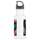 Voeg Jouw naam Cool Rocket Ship Space and Planets  Waterfles (Achterkant)