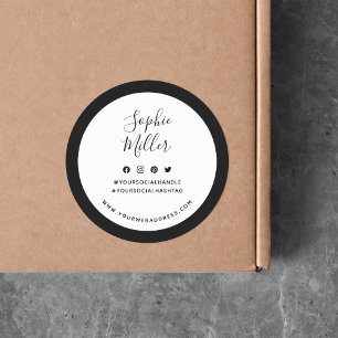 Voeg Jouw naam Custom Border Social Media Branding Ronde Sticker