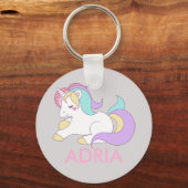 Voeg Jouw naam Cute Magical Unicorn Personalized t Sleutelhanger (Voorkant)