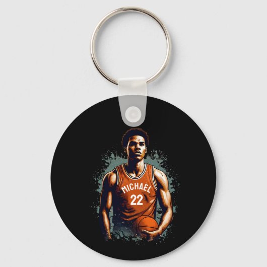 Voeg Jouw naam en Nummer basketballer Custom Sleutelhanger (Voorkant)