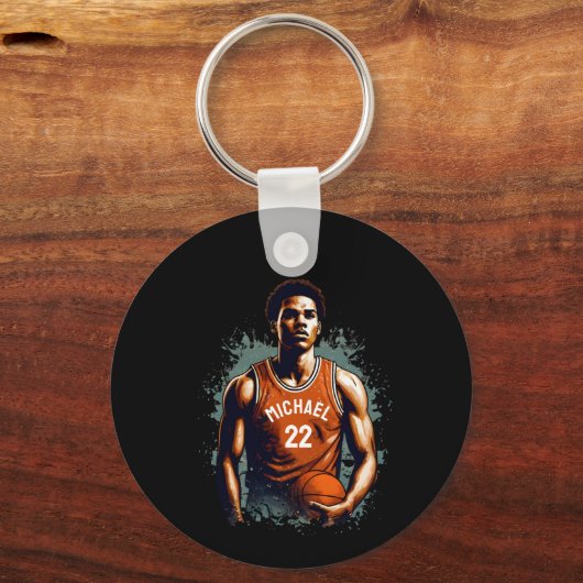 Voeg Jouw naam en Nummer basketballer Custom Sleutelhanger (Voorkant)