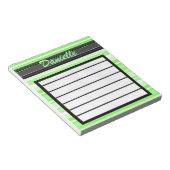 Voeg Jouw naam Groene Stripes Notitieblok toe (Schuin)