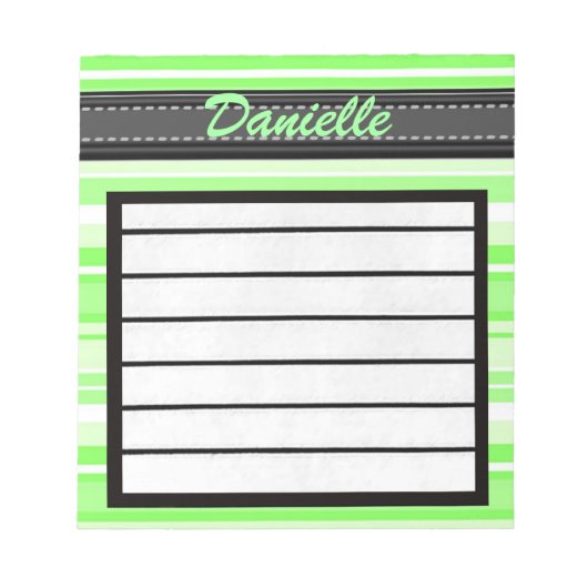 Voeg Jouw naam Groene Stripes Notitieblok toe (Voorkant)