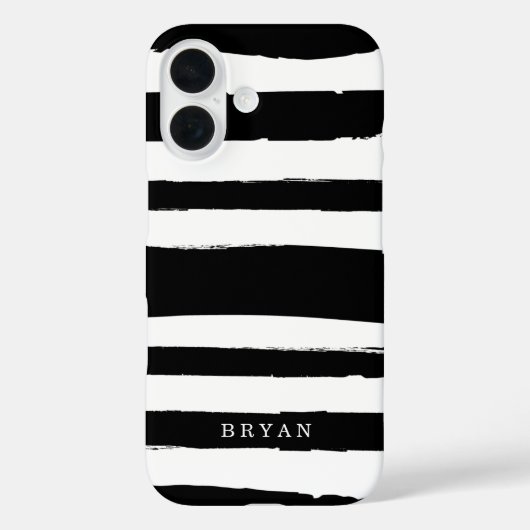 Voeg Jouw naam handgetekende stripes zwart-wit toe Case-Mate iPhone Case (Achterkant)