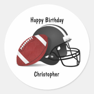 Voeg jouw naam Happy Birthday Football toe Ronde Sticker