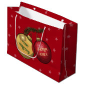 Voeg Jouw naam kerstboom decoraties Cartoon Groot Cadeauzakje (Voorkant Gekanteld)