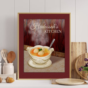 Voeg Jouw naam Matzah Ball Soup Kitchen Art Print 