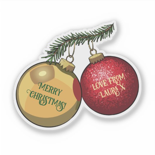 Voeg Jouw naam Merry Christmas Tree Decorations to Sticker (Voorkant)