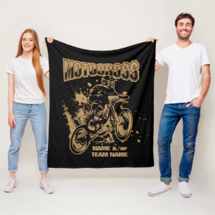 Voeg Jouw naam of de Motocross Rider van de Naam v Fleece Deken