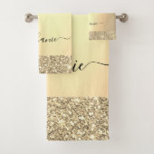 Voeg Jouw naam Script Gold Glitter Drips Luxe toe Bad Handdoek (Insitu)