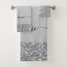 Voeg Jouw naam Script Silver Glitter Drips Luxe to