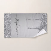 Voeg Jouw naam Script Silver Glitter Drips Luxe to Bad Handdoek (Handdoek)