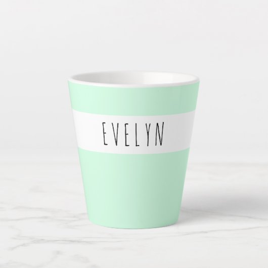 Voeg jouw naam Skinny Font Typografie Mint Green t Latte Mok (Voorkant)