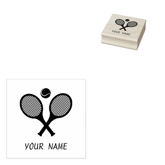 Voeg Jouw naam Tennis gepersonaliseerd Rubberstempel (Gestempeld)