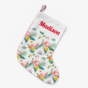 Voeg Jouw naam toe   Roze Flamingo Kleine Kerstsok