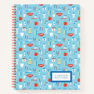 Voeg Jouw naam toe Tand Blauw Patroon Notitieboek
