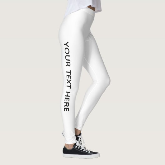 Voeg Jouw tekst Modern Elegant Sjabloon White toe Leggings (Rechts)