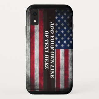 Voeg jouw tekst op Amerikaanse vlag toe iPhone XR Hoesje