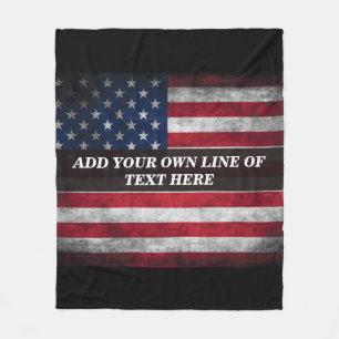 Voeg jouw tekst op Amerikaanse vlag toe Fleece Deken