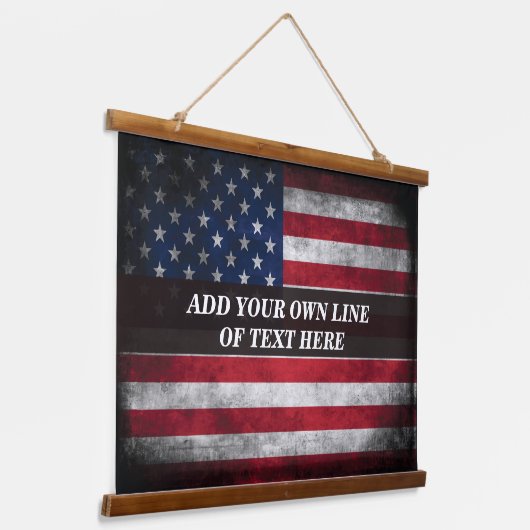 Voeg jouw tekst op Amerikaanse vlag toe Hangend Wandkleed (Gebogen)