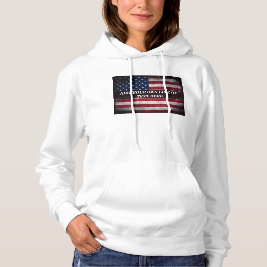 Voeg jouw tekst op Amerikaanse vlag toe Hoodie (Voorkant)