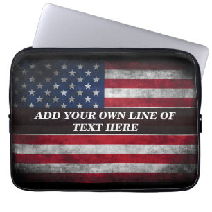 Voeg jouw tekst op Amerikaanse vlag toe Laptop Sleeve