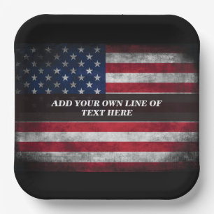 Voeg jouw tekst op Amerikaanse vlag toe Papieren Bordje