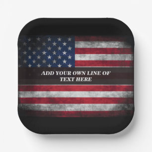Voeg jouw tekst op Amerikaanse vlag toe Papieren Bordje