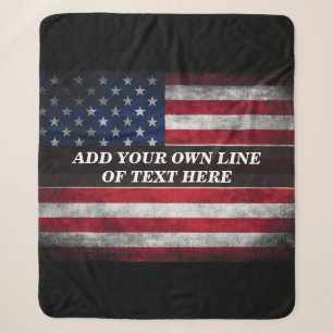 Voeg jouw tekst op Amerikaanse vlag toe Sherpa Deken