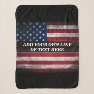 Voeg jouw tekst op Amerikaanse vlag toe Sherpa Deken
