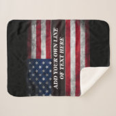 Voeg jouw tekst op Amerikaanse vlag toe Sherpa Deken (Voorkant (horizontaal))