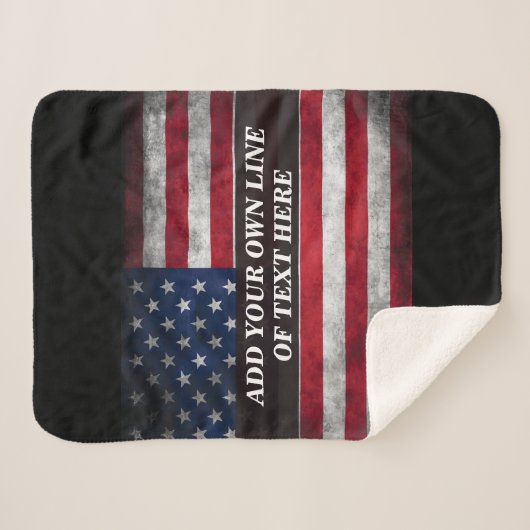 Voeg jouw tekst op Amerikaanse vlag toe Sherpa Deken (Voorkant (horizontaal))