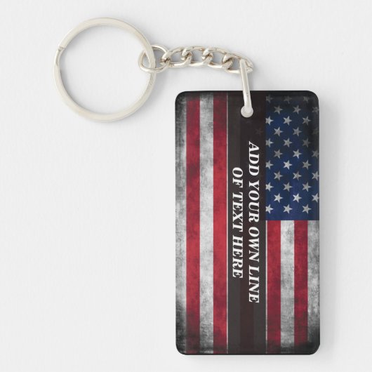 Voeg jouw tekst op Amerikaanse vlag toe Sleutelhanger (Voorkant)