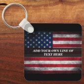Voeg jouw tekst op Amerikaanse vlag toe Sleutelhanger (Voorkant)