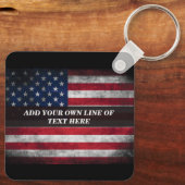 Voeg jouw tekst op Amerikaanse vlag toe Sleutelhanger (Achterkant)
