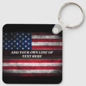 Voeg jouw tekst op Amerikaanse vlag toe Sleutelhanger (Achterkant)