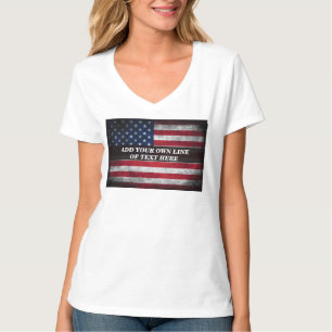 Voeg jouw tekst op Amerikaanse vlag toe T-shirt