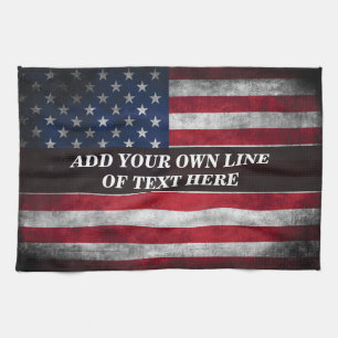 Voeg jouw tekst op Amerikaanse vlag toe Theedoek