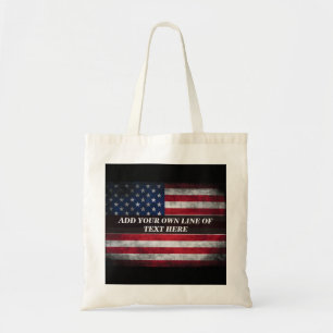 Voeg jouw tekst op Amerikaanse vlag toe Tote Bag