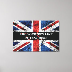 Voeg jouw tekst op het Engelse vlag Sierkussen toe Canvas Afdruk