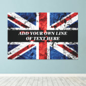 Voeg jouw tekst op het Engelse vlag Sierkussen toe Canvas Afdruk (Insitu (Houten vloer))