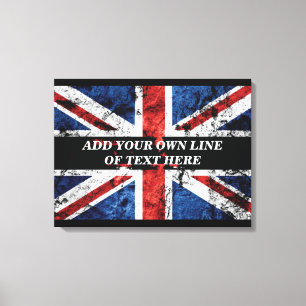 Voeg jouw tekst op het Engelse vlag Sierkussen toe Canvas Afdruk