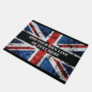 Voeg jouw tekst op het Engelse vlag Sierkussen toe Deurmat