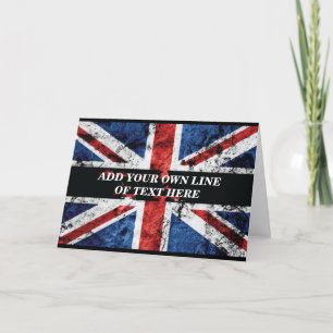 Voeg jouw tekst op het Engelse vlag Sierkussen toe Feestdagen Kaart