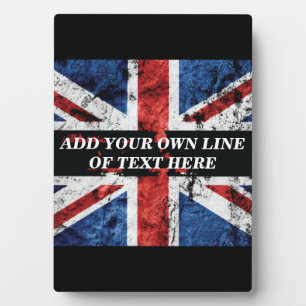 Voeg jouw tekst op het Engelse vlag Sierkussen toe Fotoplaat