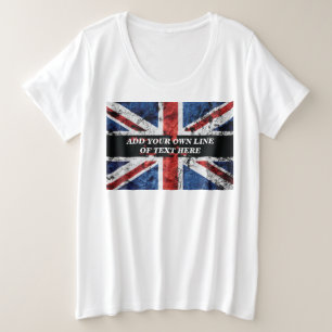 Voeg jouw tekst op het Engelse vlag Sierkussen toe Grote Maat T-shirt