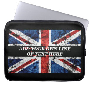 Voeg jouw tekst op het Engelse vlag Sierkussen toe Laptop Sleeve