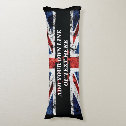 Voeg jouw tekst op het Engelse vlag Sierkussen toe Lichaamskussen (Voorkant Verticaal)