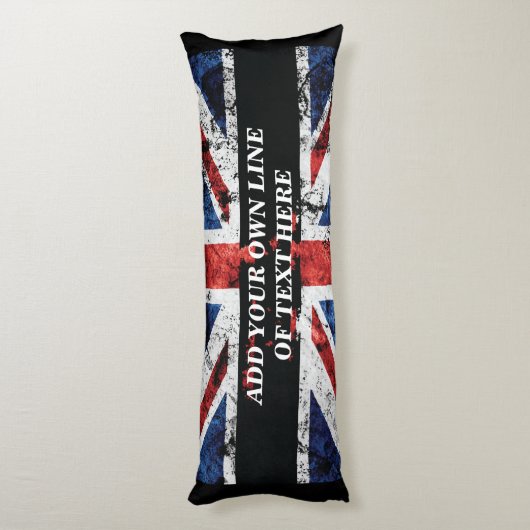 Voeg jouw tekst op het Engelse vlag Sierkussen toe Lichaamskussen (Achterkant (Verticaal))