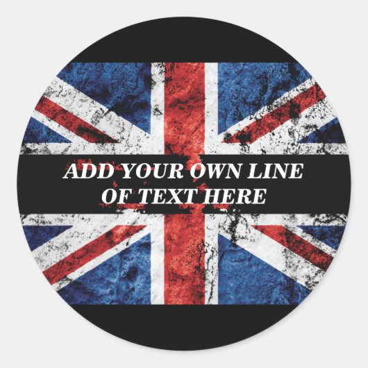 Voeg jouw tekst op het Engelse vlag Sierkussen toe Ronde Sticker (Voorkant)